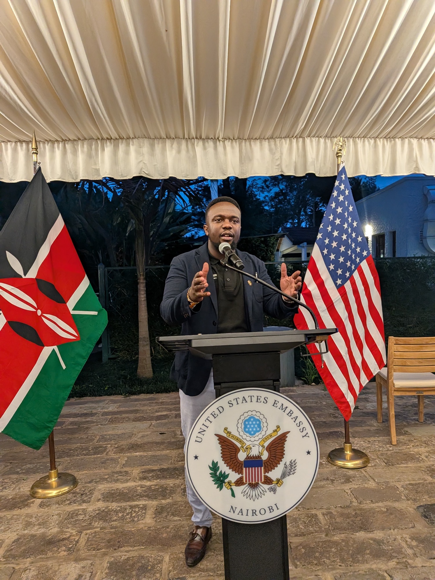 MC'ing the drone launch at the US Embassy in Nairobi.